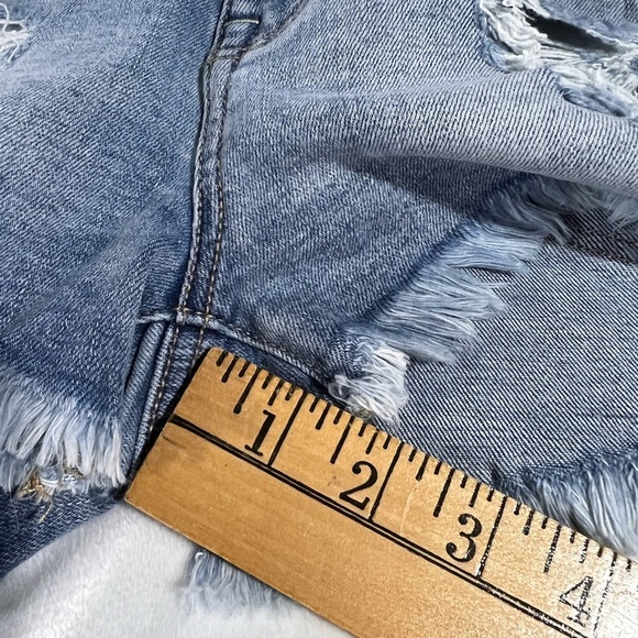 AMERICAN EAGLE SUPER HI-RISE SHORTIE WOMEN'S BLUE DENIM JEAN SHORTS SIZE 4 NWT - Picture 6 of 8